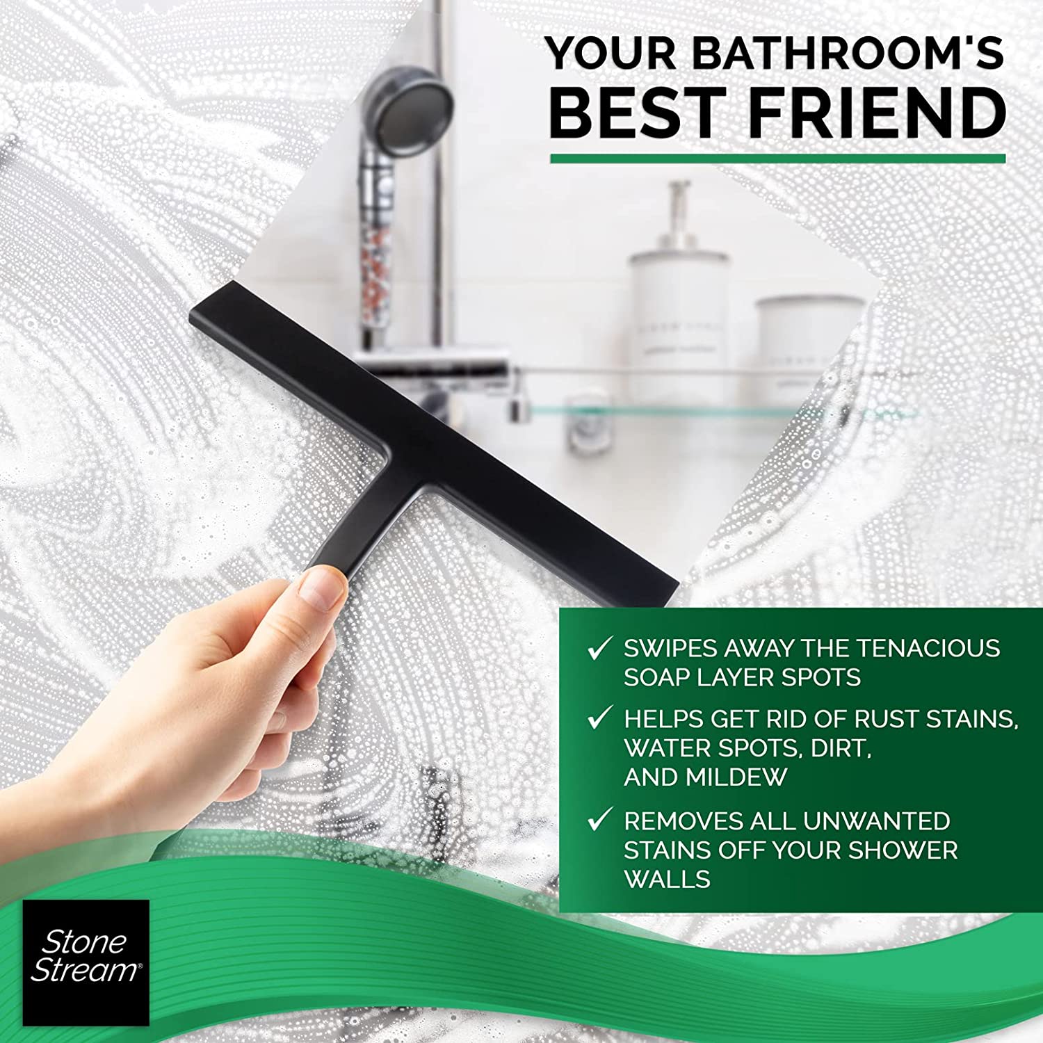 Svaber til bruseskærm - Mat sort