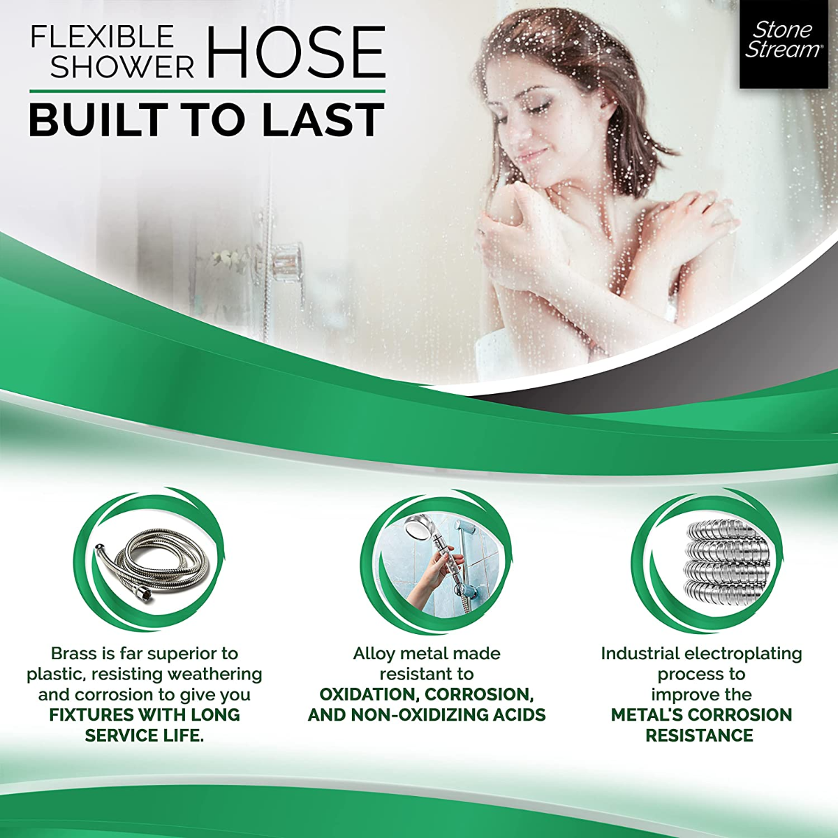 Håndbruser 1,5 m bruseslange - Krom