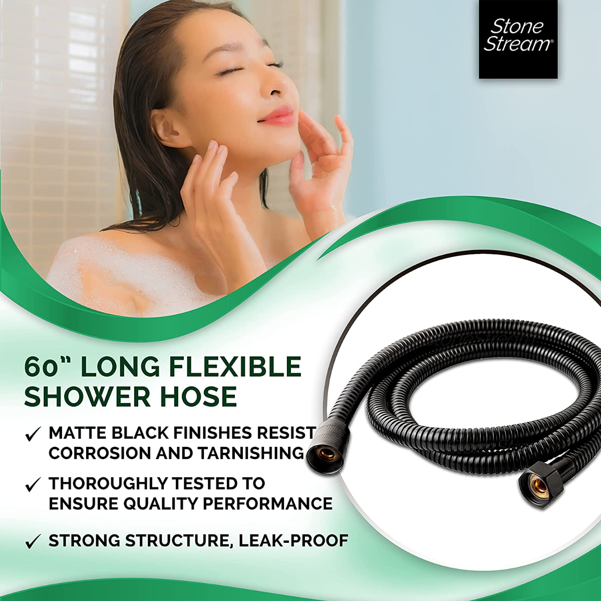 Håndbruser med 1,5 m bruseslange - Mat sort