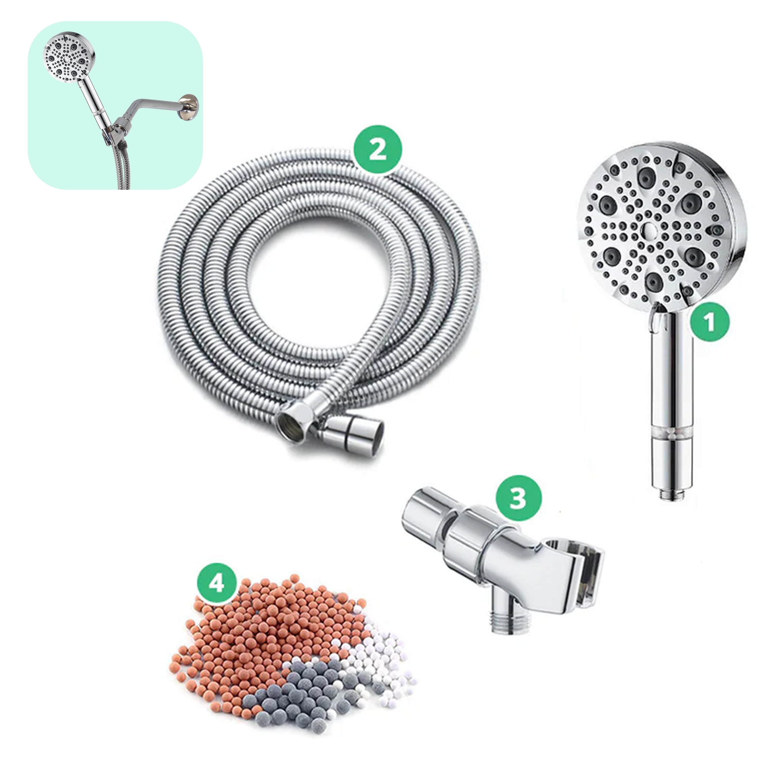 Ecolux 9 Mode High Pressure Bruser Head (Filtreret)