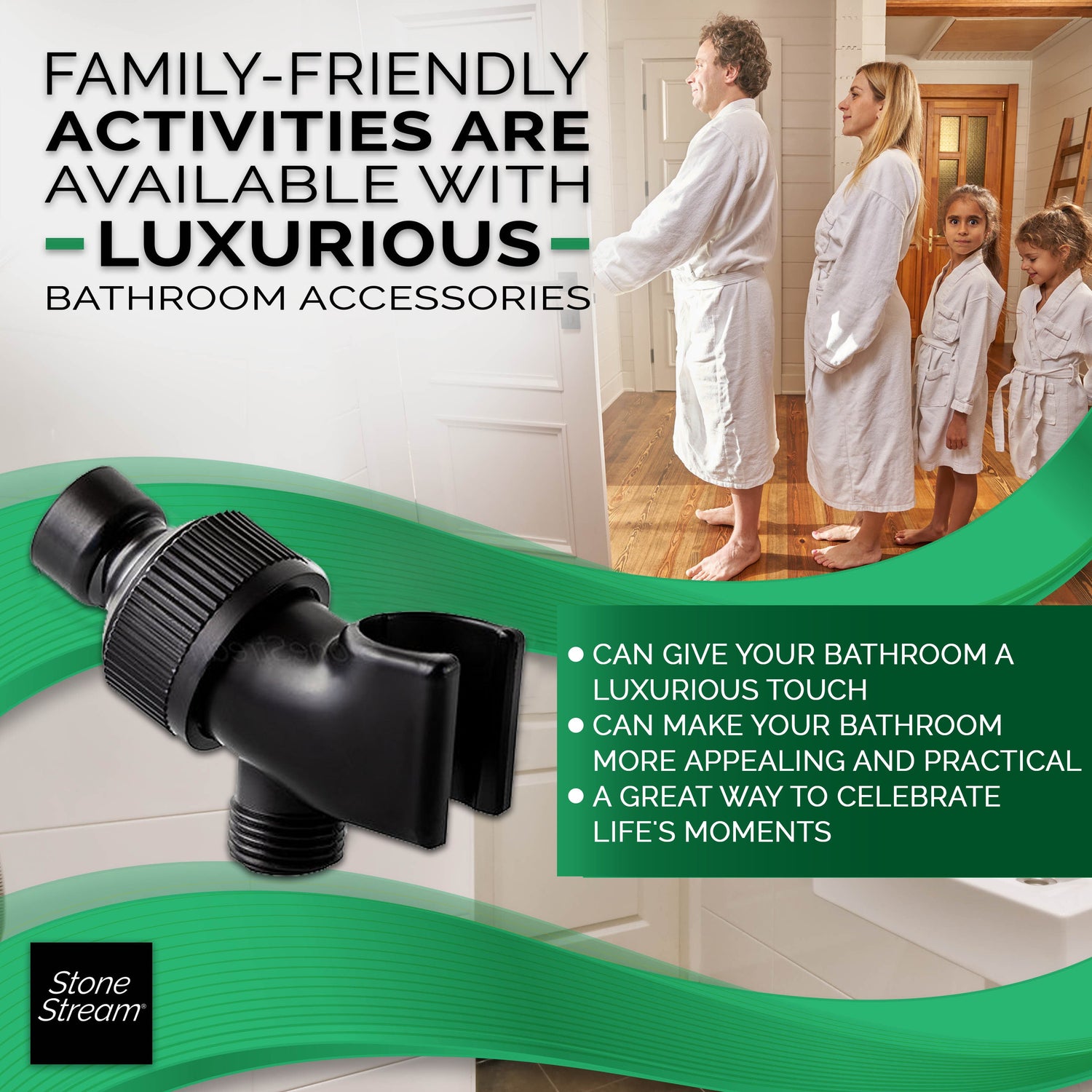 Bruseadapter til håndbrusere - Sort