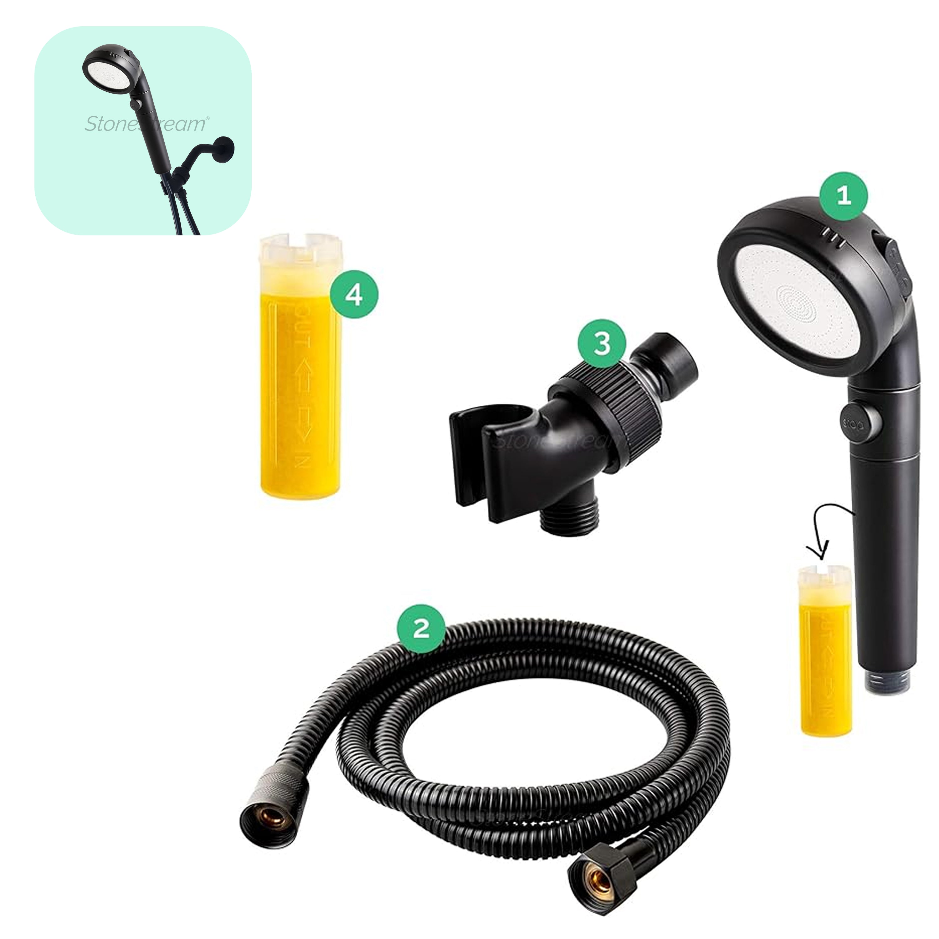 Sort EcoPower -brusehoved
