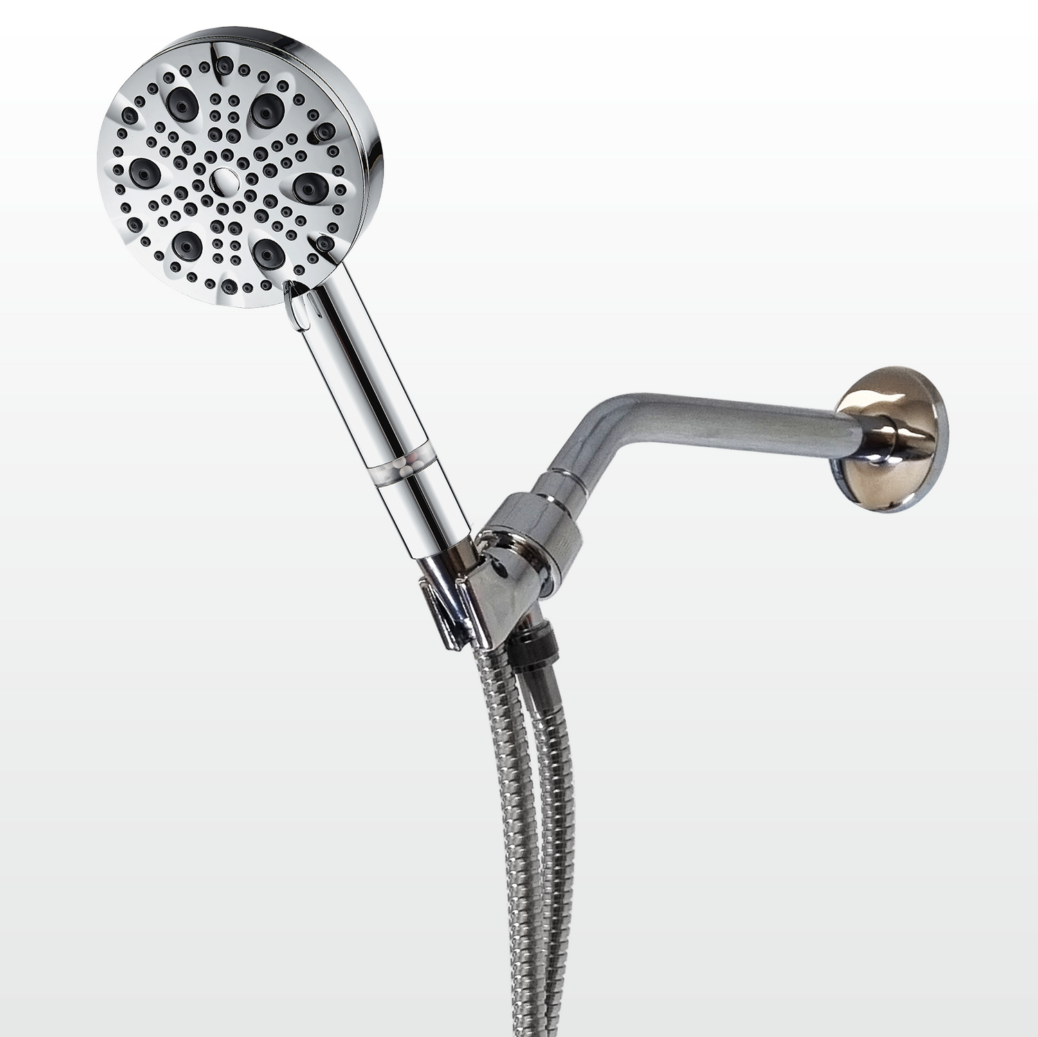 EcoLux 4-i-1 Vægadapter i krom med 9 funktioner i rustfrit stål