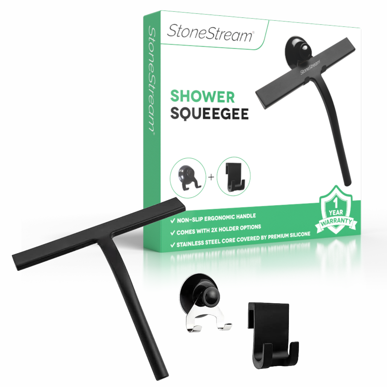 Bruseskærmrenser Squeegee - Matte sort