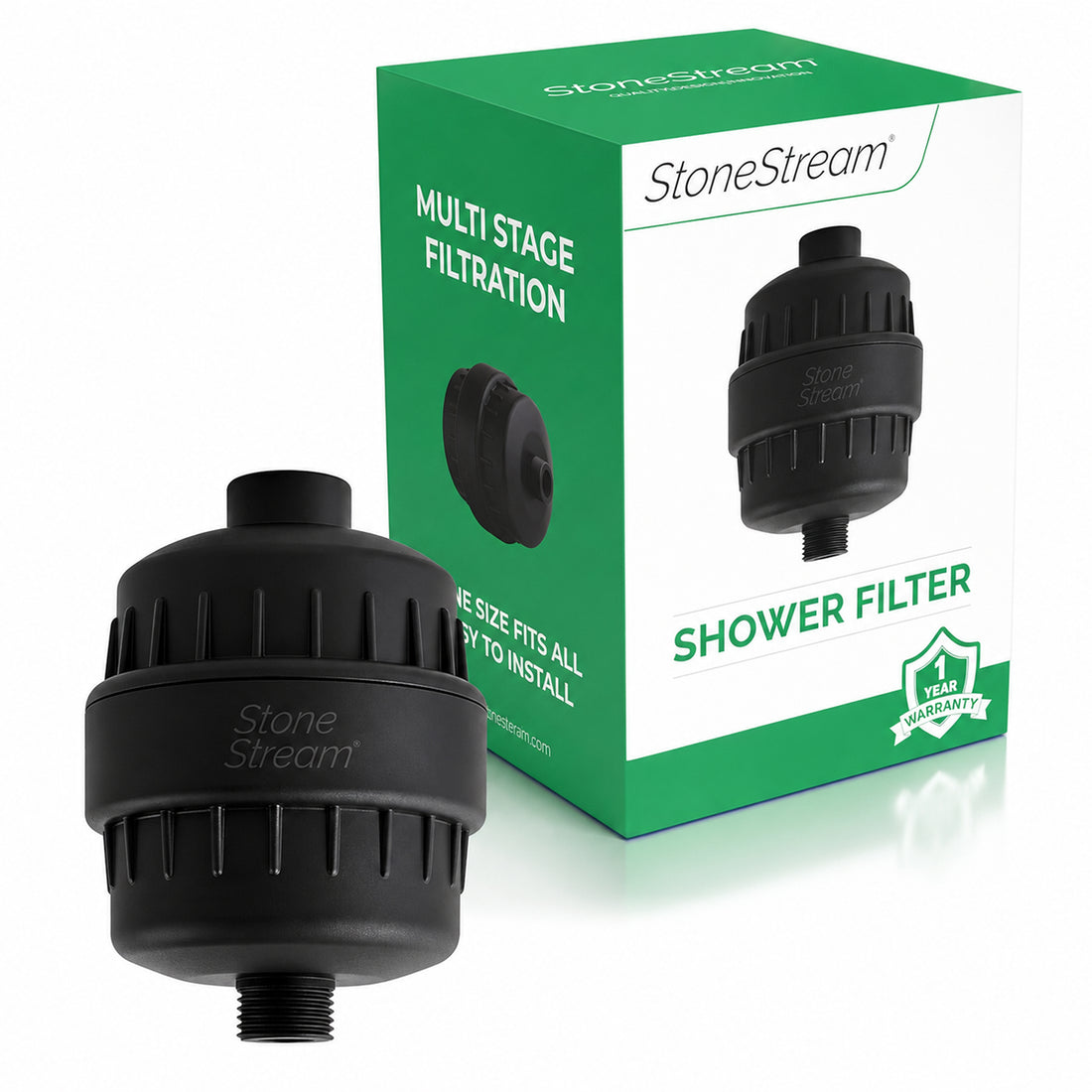 StoneStream brusehoved med filter mod hårdt vand