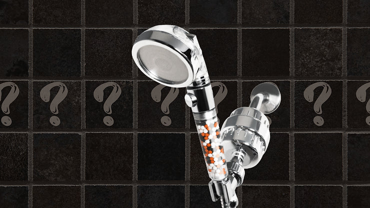 Gennemsnit af StoneStream filter-brusehoved, der viser vandrensningsprocessen i flere trin