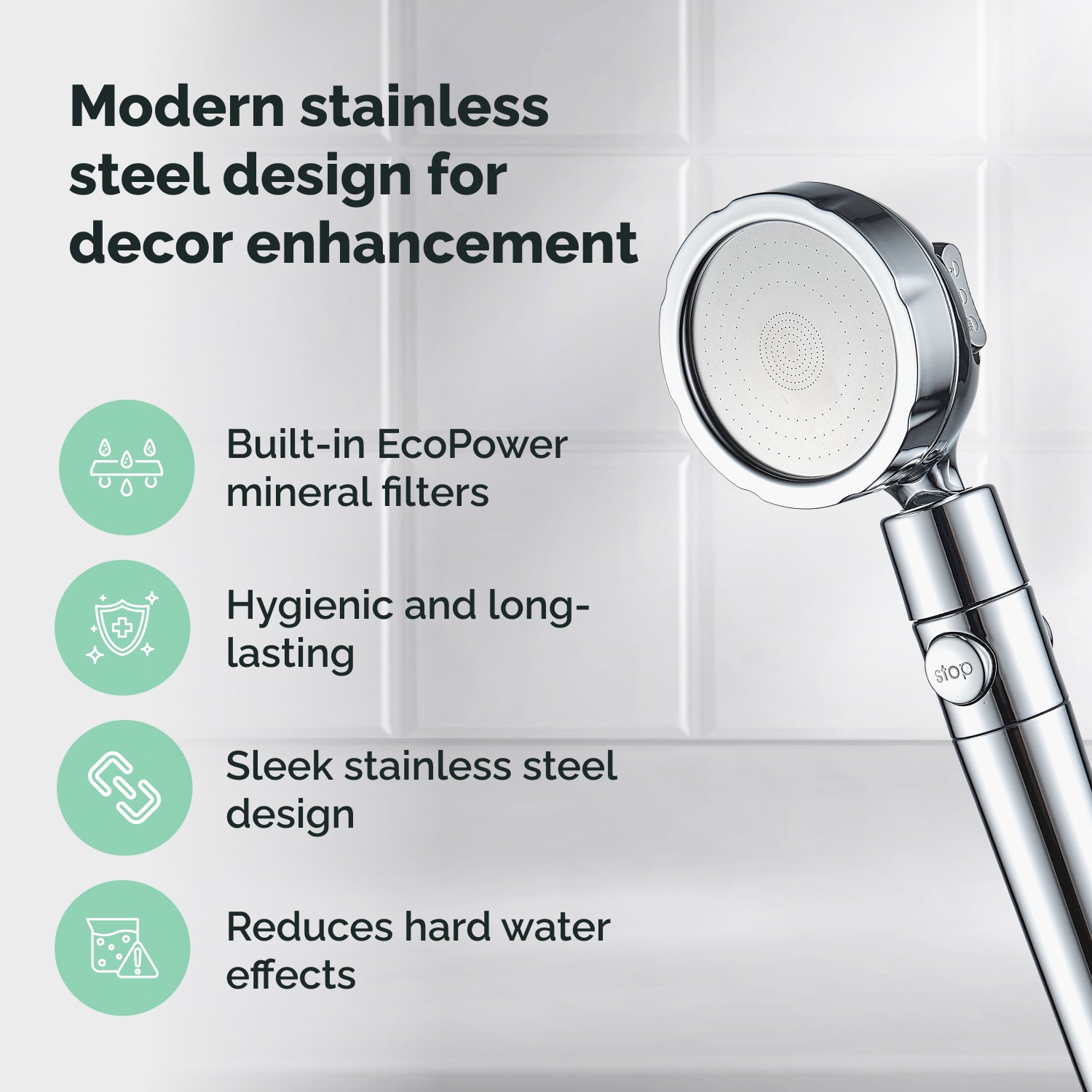 Ecolux Metallisk Brusehoved
