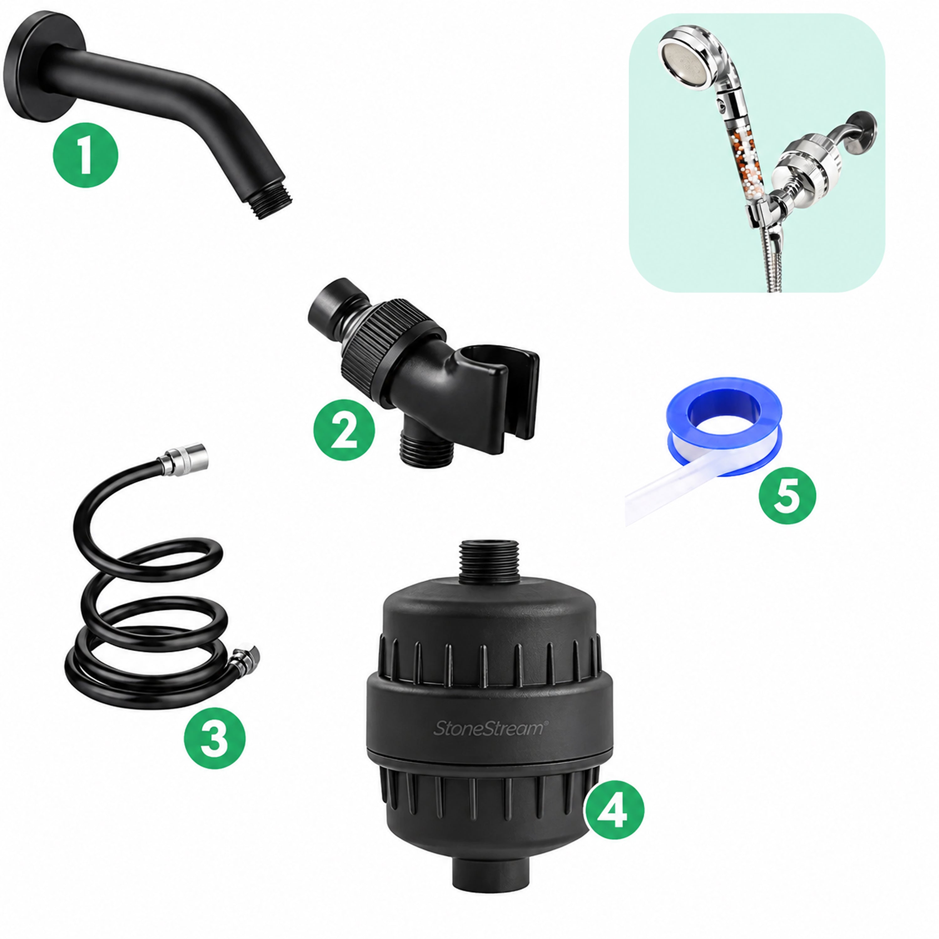 Combo Kit - Filtre eau dure montage mural - Noir